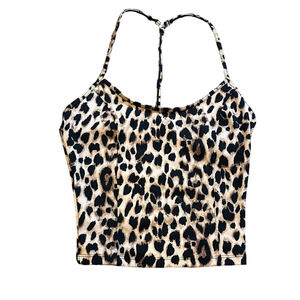 VICTORIA’S SECRET TAN & BLACK CHEETAH PRINT CROP WITH SILVER RING BACK DETAIL